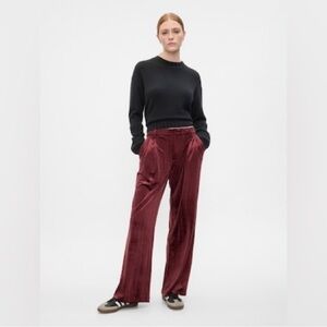 Women's Burgundy Velvet Easy Troussers